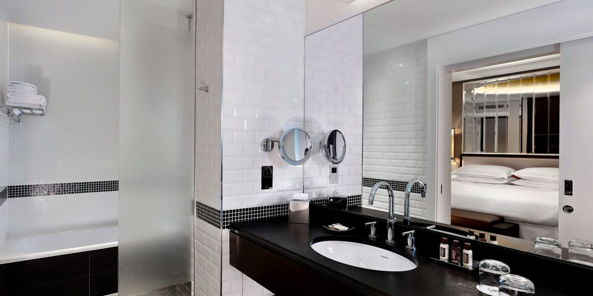 Sheraton Guest Bathroom Nero Assoluto Vanity By Marble And Granite Ltd 2400x1200