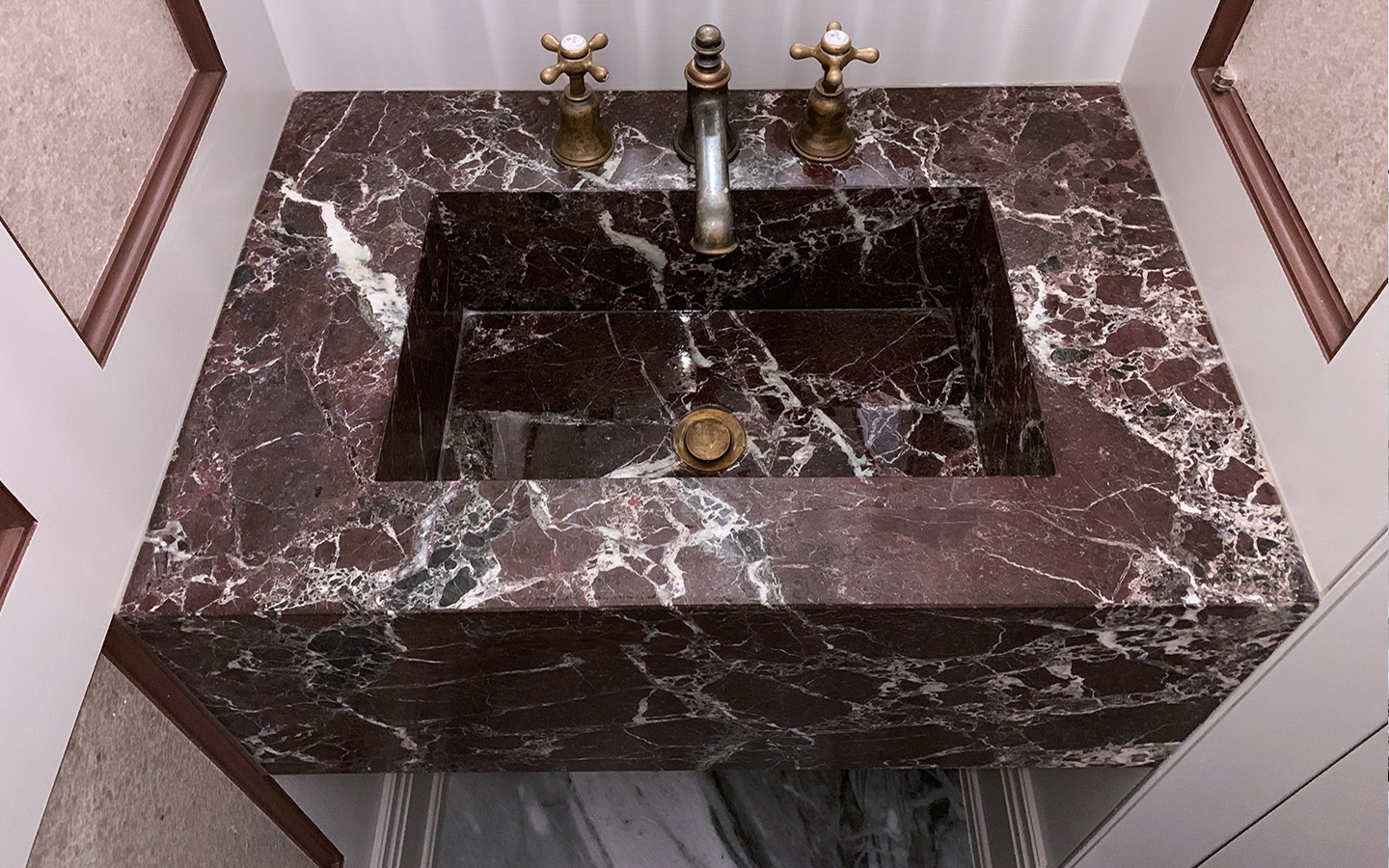 Rosso Levanto marble wash hand basin